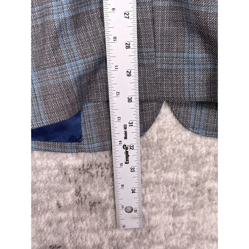Brooks Brothers Blazer 45R Mens Regent Gray Blue Wool Plaid Sport Coat Jacket